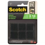 SCOTCH Hook-and-Loop Fastener: Square, 7/8 in Overall Wd, 7/8 in Overall Lg, Hook-and-Loop, Black