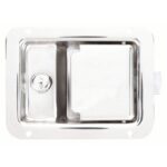 Door Latch: Stainless Steel, Push-to-Close, 4 1/4 in Ht, 5 1/2 in Wd