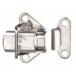 Door Latch: Stainless Steel, 2 in Dp, 1 3/4 in Ht, 1 7/16 in Wd