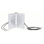 SDC Electrified Hinge: Stainless Steel, 4 in Leaf Ht, 2 1/4 in Leaf Wd