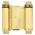 Spring Hinge: Full Mortise Mounting, Steel, Brass, 5 11/16 in Overall Wd, 2 3/4 in Overall Ht