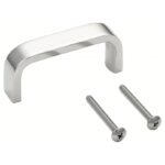 LAMP Pull Handle: Threaded Holes, Stainless Steel, Silver, 1.77 in Mounting Hole Center to Center