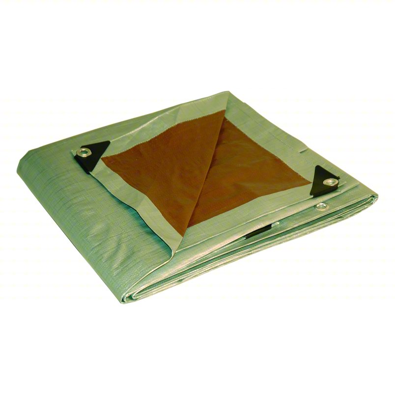 SILVER__04TA_v2 APPROVED VENDOR Tarp: 8 ft Lg, 6 ft Wd, Std Duty, 10 mil, Polyethylene, Brown/Silver, 5.5 oz/sq yd - Image 1